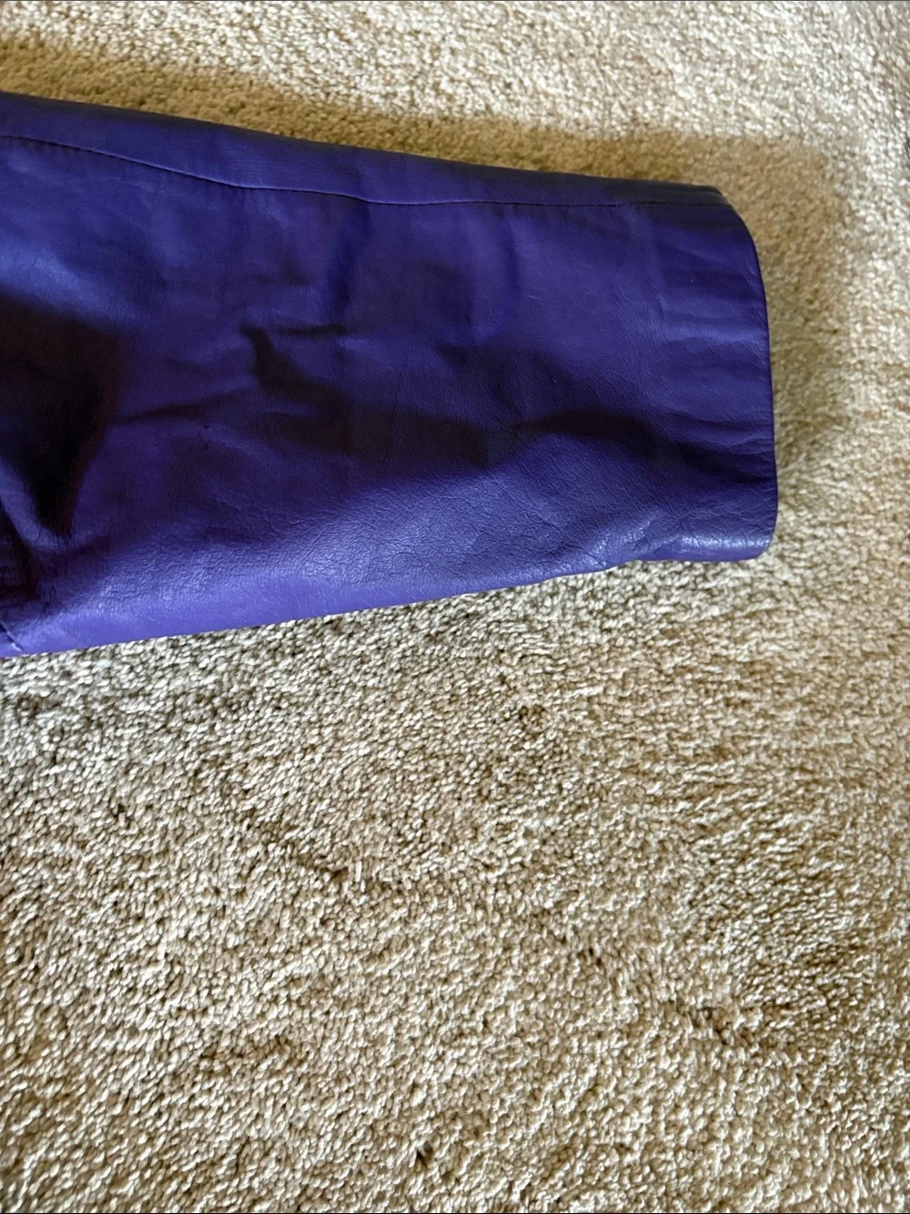 Women's Purple Leather Long Coat - Classic Button-Front Design